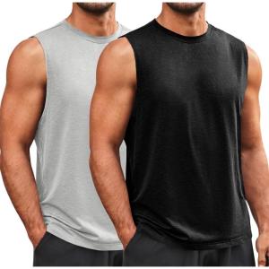 imageRuncati Mens Sleeveless Tank Tops Workout Athletic Muscle Shirt Casual Summer Beach T ShirtsBlackLight Gray