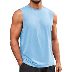 imageRuncati Mens Sleeveless Tank Tops Workout Athletic Muscle Shirt Casual Summer Beach T ShirtsSky Blue