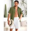 imageRuncati Mens Button Down Linen Shirts Short Sleeve Casual Collared Summer Beach Untucked TopsArmy Green
