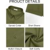 imageRuncati Mens Button Down Linen Shirts Short Sleeve Casual Collared Summer Beach Untucked TopsArmy Green