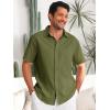 imageRuncati Mens Button Down Linen Shirts Short Sleeve Casual Collared Summer Beach Untucked TopsArmy Green