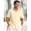imageRuncati Mens Button Down Linen Shirts Short Sleeve Casual Collared Summer Beach Untucked TopsBeige