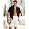 imageRuncati Mens Button Down Linen Shirts Short Sleeve Casual Collared Summer Beach Untucked TopsBlack