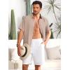 imageRuncati Mens Button Down Linen Shirts Short Sleeve Casual Collared Summer Beach Untucked TopsKhaki