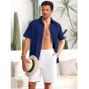 imageRuncati Mens Button Down Linen Shirts Short Sleeve Casual Collared Summer Beach Untucked TopsNavy