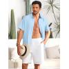 imageRuncati Mens Button Down Linen Shirts Short Sleeve Casual Collared Summer Beach Untucked TopsSky Blue