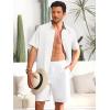 imageRuncati Mens Button Down Linen Shirts Short Sleeve Casual Collared Summer Beach Untucked TopsWhite