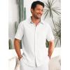 imageRuncati Mens Button Down Linen Shirts Short Sleeve Casual Collared Summer Beach Untucked TopsWhite