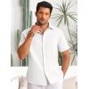 imageRuncati Mens Button Down Linen Shirts Short Sleeve Casual Collared Summer Beach Untucked TopsWhite