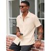 imageRuncati Mens Casual Button Down Shirts Short Sleeve Textured Shirt Summer Beach TopsBeige