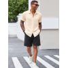imageRuncati Mens Casual Button Down Shirts Short Sleeve Textured Shirt Summer Beach TopsBeige