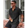 imageRuncati Mens Casual Button Down Shirts Short Sleeve Textured Shirt Summer Beach TopsBlack