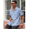 imageRuncati Mens Casual Button Down Shirts Short Sleeve Textured Shirt Summer Beach TopsBlue