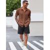imageRuncati Mens Casual Button Down Shirts Short Sleeve Textured Shirt Summer Beach TopsBrown