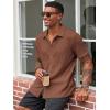 imageRuncati Mens Casual Button Down Shirts Short Sleeve Textured Shirt Summer Beach TopsBrown