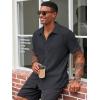 imageRuncati Mens Casual Button Down Shirts Short Sleeve Textured Shirt Summer Beach TopsDark Grey