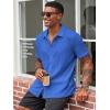 imageRuncati Mens Casual Button Down Shirts Short Sleeve Textured Shirt Summer Beach TopsRoyal Blue