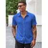 imageRuncati Mens Casual Button Down Shirts Short Sleeve Textured Shirt Summer Beach TopsRoyal Blue