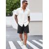 imageRuncati Mens Casual Button Down Shirts Short Sleeve Textured Shirt Summer Beach TopsWhite