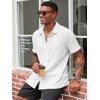 imageRuncati Mens Casual Button Down Shirts Short Sleeve Textured Shirt Summer Beach TopsWhite