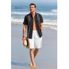 imageRuncati Mens Short Sleeve Guayabera Shirts Linen Cotton Button Down Mexican Embroidered Cuban Wedding Shirt Summer Beach Tops03 Black