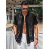imageRuncati Mens Short Sleeve Guayabera Shirts Linen Cotton Button Down Mexican Embroidered Cuban Wedding Shirt Summer Beach Tops03 Black
