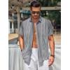 imageRuncati Mens Short Sleeve Guayabera Shirts Linen Cotton Button Down Mexican Embroidered Cuban Wedding Shirt Summer Beach Tops03 Gray