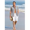 imageRuncati Mens Short Sleeve Guayabera Shirts Linen Cotton Button Down Mexican Embroidered Cuban Wedding Shirt Summer Beach Tops03 Gray