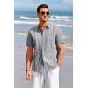 imageRuncati Mens Short Sleeve Guayabera Shirts Linen Cotton Button Down Mexican Embroidered Cuban Wedding Shirt Summer Beach Tops03 Gray