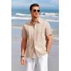 imageRuncati Mens Short Sleeve Guayabera Shirts Linen Cotton Button Down Mexican Embroidered Cuban Wedding Shirt Summer Beach Tops03 Khaki