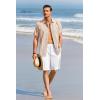 imageRuncati Mens Short Sleeve Guayabera Shirts Linen Cotton Button Down Mexican Embroidered Cuban Wedding Shirt Summer Beach Tops03 Khaki