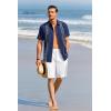 imageRuncati Mens Short Sleeve Guayabera Shirts Linen Cotton Button Down Mexican Embroidered Cuban Wedding Shirt Summer Beach Tops03 Navy