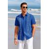 imageRuncati Mens Short Sleeve Guayabera Shirts Linen Cotton Button Down Mexican Embroidered Cuban Wedding Shirt Summer Beach Tops03 Royal