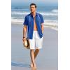 imageRuncati Mens Short Sleeve Guayabera Shirts Linen Cotton Button Down Mexican Embroidered Cuban Wedding Shirt Summer Beach Tops03 Royal
