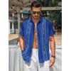 imageRuncati Mens Short Sleeve Guayabera Shirts Linen Cotton Button Down Mexican Embroidered Cuban Wedding Shirt Summer Beach Tops03 Royal
