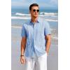 imageRuncati Mens Short Sleeve Guayabera Shirts Linen Cotton Button Down Mexican Embroidered Cuban Wedding Shirt Summer Beach Tops03 Sky Blue
