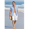 imageRuncati Mens Short Sleeve Guayabera Shirts Linen Cotton Button Down Mexican Embroidered Cuban Wedding Shirt Summer Beach Tops03 Sky Blue
