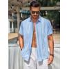 imageRuncati Mens Short Sleeve Guayabera Shirts Linen Cotton Button Down Mexican Embroidered Cuban Wedding Shirt Summer Beach Tops03 Sky Blue