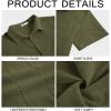 imageRuncati Mens Short Sleeve Guayabera Shirts Linen Cotton Button Down Mexican Embroidered Cuban Wedding Shirt Summer Beach Tops04 Army Green