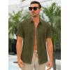 imageRuncati Mens Short Sleeve Guayabera Shirts Linen Cotton Button Down Mexican Embroidered Cuban Wedding Shirt Summer Beach Tops04 Army Green