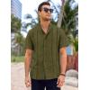 imageRuncati Mens Short Sleeve Guayabera Shirts Linen Cotton Button Down Mexican Embroidered Cuban Wedding Shirt Summer Beach Tops04 Army Green