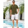 imageRuncati Mens Short Sleeve Guayabera Shirts Linen Cotton Button Down Mexican Embroidered Cuban Wedding Shirt Summer Beach Tops04 Army Green