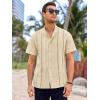 imageRuncati Mens Short Sleeve Guayabera Shirts Linen Cotton Button Down Mexican Embroidered Cuban Wedding Shirt Summer Beach Tops04 Beige