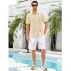 imageRuncati Mens Short Sleeve Guayabera Shirts Linen Cotton Button Down Mexican Embroidered Cuban Wedding Shirt Summer Beach Tops04 Beige