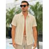 imageRuncati Mens Short Sleeve Guayabera Shirts Linen Cotton Button Down Mexican Embroidered Cuban Wedding Shirt Summer Beach Tops04 Beige