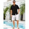 imageRuncati Mens Short Sleeve Guayabera Shirts Linen Cotton Button Down Mexican Embroidered Cuban Wedding Shirt Summer Beach Tops04 Black