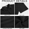 imageRuncati Mens Short Sleeve Guayabera Shirts Linen Cotton Button Down Mexican Embroidered Cuban Wedding Shirt Summer Beach Tops04 Black