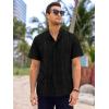 imageRuncati Mens Short Sleeve Guayabera Shirts Linen Cotton Button Down Mexican Embroidered Cuban Wedding Shirt Summer Beach Tops04 Black