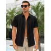 imageRuncati Mens Short Sleeve Guayabera Shirts Linen Cotton Button Down Mexican Embroidered Cuban Wedding Shirt Summer Beach Tops04 Black