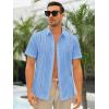imageRuncati Mens Short Sleeve Guayabera Shirts Linen Cotton Button Down Mexican Embroidered Cuban Wedding Shirt Summer Beach Tops04 Blue